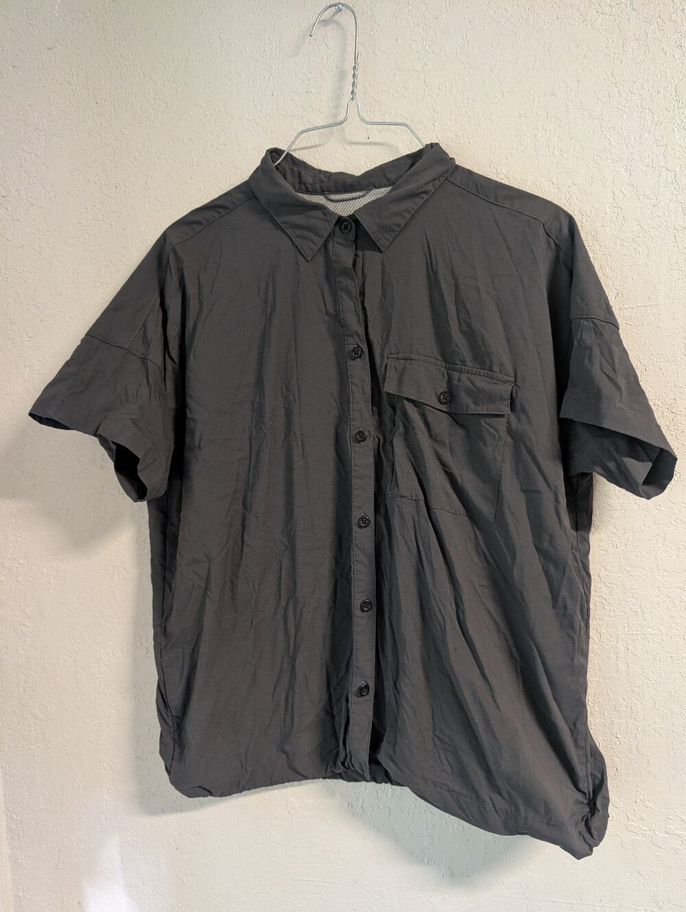 Eddie Bauer Fishing Button Up Shirt M Gray Charcoal Utility Gorpcore Breathable
